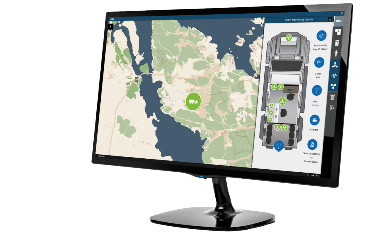 ObSAS Vehicle Solution user interface with map and vehicle displayed on the screen