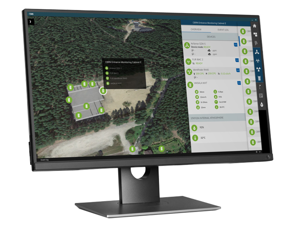 ObSAS Shelter Control Systems user interface with a map view and aside menu open.